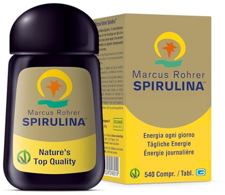 MARCUS ROHRER SPIRULINA delle Hawaii, 540 Compresse, Integratore Alimentare Naturale a base di Alga, Energia e Supporto Immunitario, Pelle e Capelli, Vegan