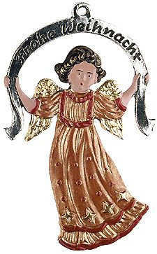 Zinnfigur Engel Frohe Weihnacht rot