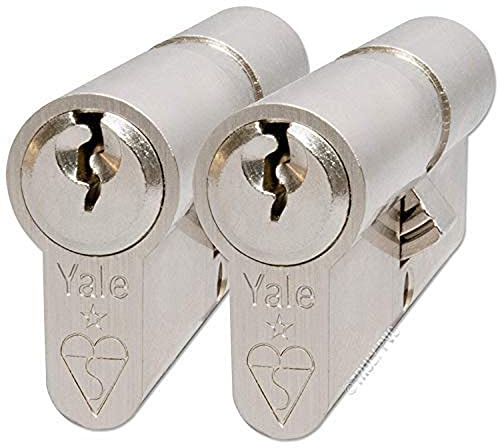 Yale KM3550-NP-KA Lot de 2 cylindres Double 1 étoile, avec Gel de qualité supérieure, 3 clés, Haute sécurité, Convient pour Tous Les Types de Portes, nickelés, 35:10:50 (95 mm)