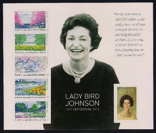 Lady Bird Johnson Collectible US Postage Forever Stamps Sheet Scott 4716 By USPS