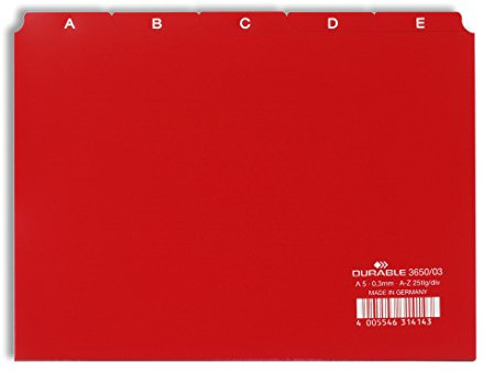 Durable Leitregister A - Z (A5 quer) 1 Stück, rot, 365003