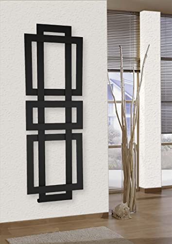 Badheizkörper Design ART 2 HxB 180 x 60 cm 1019 Watt schwarz Szagato Handtuchheizung Handtuchwärmer Design Heizkörper Mittelanschluss Bad Heizkörper vertikal moderner Heizkörper flach modern