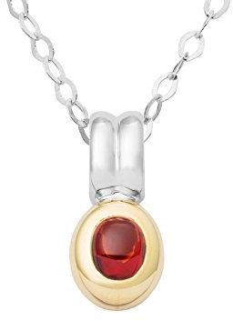 Miore Damen-Halskette 9 Karat (375) Weiß-/Gelbgold mit Granat Anhänger 45cm Kette MG9148N