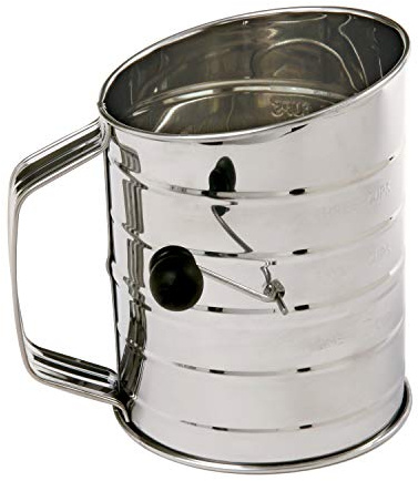 Norpro 3-Cup Stainless Steel Rotary Hand Crank Flour Sifter With 2 Wire Agitator