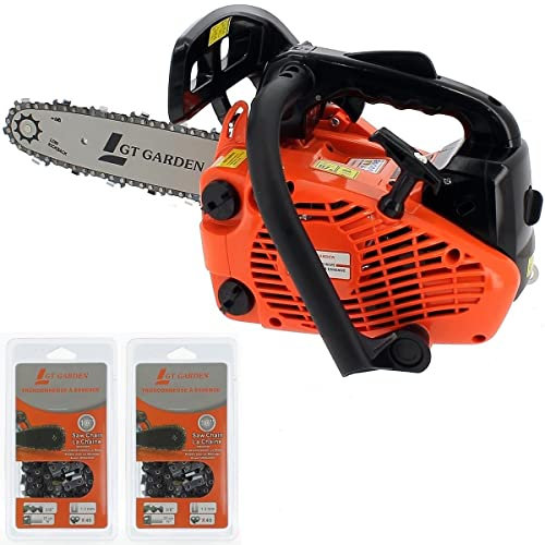GT GARDEN Tronçonneuse élagueuse thermique 25 cm3, 1 CV, guide 26 cm, 2 chaînes