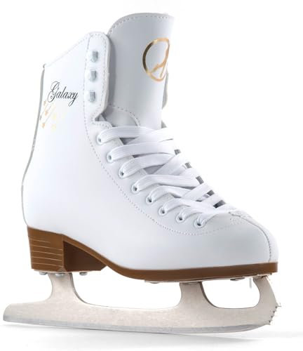 SFR Galaxy Figure Ice Skate with Pre-Sharpened Carbon Stainless Blade and Ergonomic Heel Design | Timeless and Elegant Women's and Men’s Ice Skating Nu-buck Sueded Feel Lining and Printed Side Details