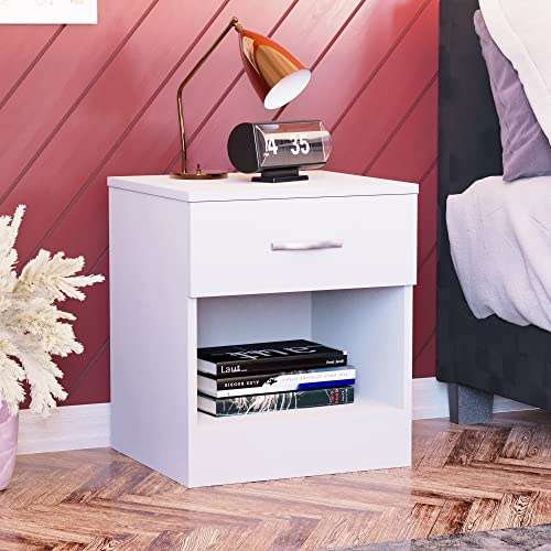 Vida Designs Table de Chevet, 1 Tiroir, Poignées et Glissières en métal