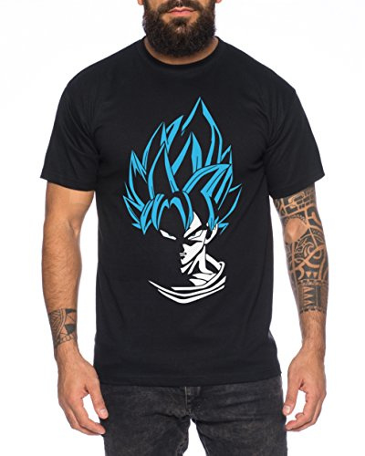 WhyKiki Super Son Goku T-Shirt pour Homme Dragon Master Son Ball Vegeta Turtle Roshi DB, Farbe2:Noir/Bleu;Größe2:M