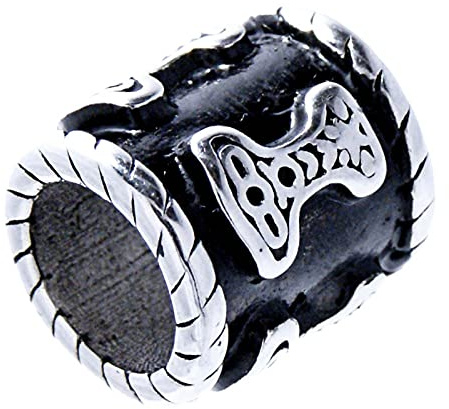 Kiss of Leather Perle pour Barbe Perle pour Cheveux INOX Marteau de Thor 8mm