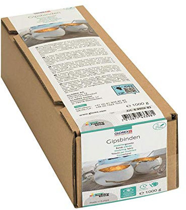 GLOREX 6 9502 82 - Keratex Gipsbinden 10 cm x 5 m, 5 Rollen, hautfreundliches Modelliergewebe, zum Basteln und Modellieren, für Masken und Abdruck von Babybauch