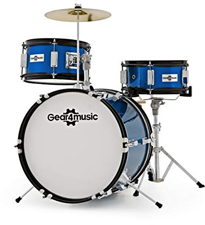 Junior 3 Piece Drum Kit by Gear4music, Blue