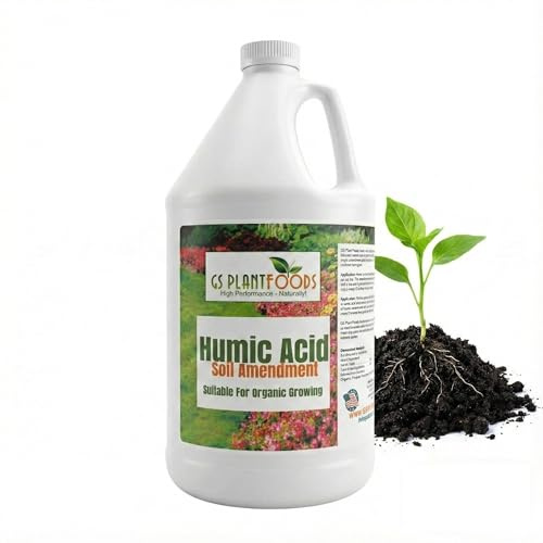 GS Plant Foods Humic Acid Soil Amendment – Leonardite-Derived Liquid Concentrate for Improved Soil Structure & Nutrient Availability – OMRI Listed for Organic Use – 1 Gallon