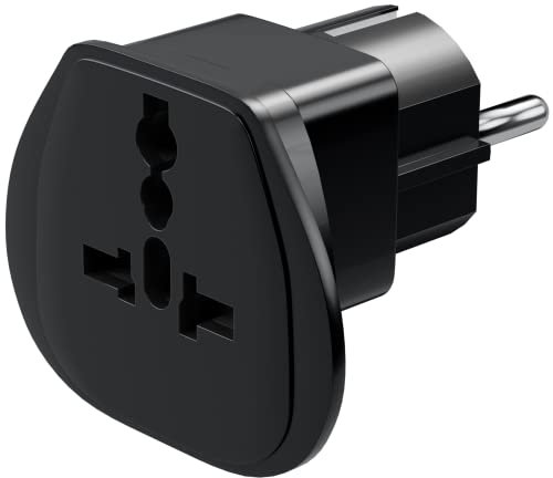 Goobay 94028 Universal Reiseadapter, Stromadapter, Schutzkontakt CEE 7/7, Schuko-Standard, Schwarz, 1 Stück