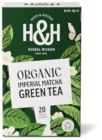 Heath & Heather - Organic Imperial Matcha Green Tea • Energising Japanese Green Tea Infusion • Natural Antioxidant Boost • Vegan • Smooth Umami Taste • 20 Tea Bags