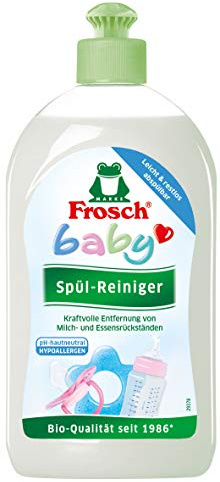 Frosch baby Limpiador de lavavajillas 500 ml potente eliminación de restos de leche y comida, hipoalergénico, fórmula especial: elimina incluso restos de leche en polvo