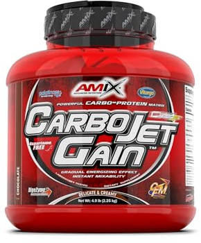 AMIX - Proteína en Polvo Carbojet Gain - Suplemento con Hidratos de Carbono -Proteína para Ganar Masa Muscular - Ideal para Atletas de Élite - Sabor Chocolate - 2,25 KG