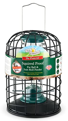 Walter Harrison's Wild Bird Feed Protector – Squirrel Proof Hanging Fat Ball and Suet Roll Feeder, Grey, 20 cm (Pack of 1)