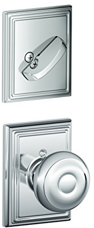 Schlage Lock Company F59GEO625ADD Georgian Interior Pack Knob Set with Single Cylinder Deadbolt, Bright Chrome (Interior Half Only)