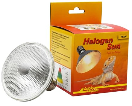 Lucky Reptile Halogen Sun - 75 W Värmelampa för E27-socklar - Halogenlampa för reptiler - Terrariumlampa med dagsljusspektrum - Dimbar värmelampa - Tillbehör till terrarium