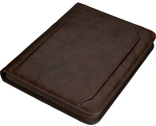Alassio 30064 - Ringbuchmappe MASSA im DIN A4 Format, Schreibmappe aus Lederimitat, Dokumentenmappe in braun, Mappe ca. 34 x 27 x 4 cm, mit Taschenrechner