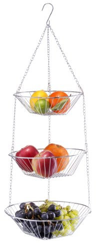 Zeller 27325 Cesta Colgante, Metal, Plateado, 25.5x25.5x72 cm