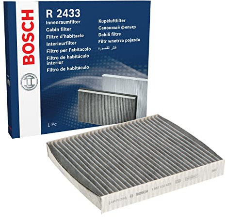 Bosch Filtro Abitacolo ai Carboni Attivi R2433, Filtro di Ricambio - Contro cattivi odori, polline e polvere per un'aria più pulita all'interno del veicolo