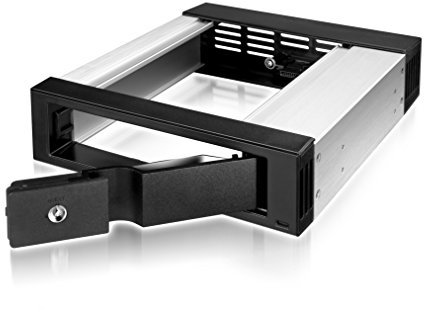 ICY BOX Wechselrahmen für 1x 3,5 (8,9 cm) SATA Festplatte für 1x 5,25 Schacht, SATA III, abschließbar, EasySwap, Aluminium, IB-158SSK-B