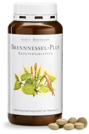 Sanct Bernhard Brennnessel-Plus-Kräutertabletten mit Vitamin C, Schachtelhalm-Extrakt und Birkenblatt-Pulver, 300 Tabletten