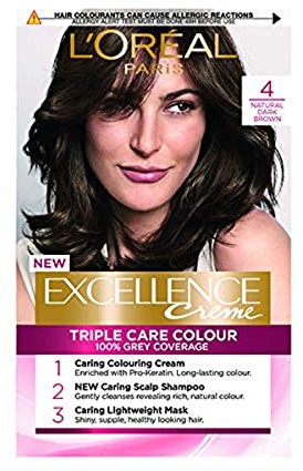 L'Oreal Excellence - Tinte permanente 4, color marrón oscuro natural