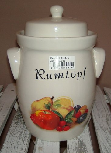 Rumtopf, trädgårdstopp 3,50 liter. Stenverktyg fruktmotiv