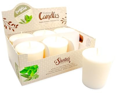 Eucalyptus Spearmint Soy Votive Candles - Scented with Essential & Natural Oils - 6 White Natural Votive Candle Refills - Fresh & Clean Collection