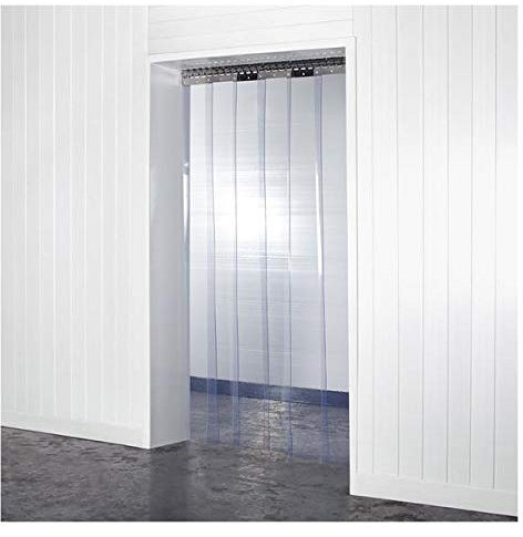 PVC STRIP CURTAIN COMPLETE KIT for Personnel Door or Chiller (1m x 2m) - Heavy Duty 200mm x 2mm Transparent Phthalate Free PVC Material - Industrial Door Curtain for Coldrooms, Butchers, Warehouses