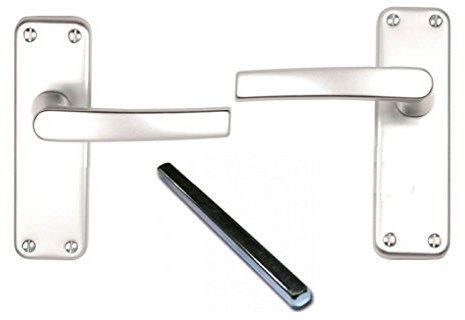 Merriway BH03659 100mm (4 inch) Aluminium Latch Set Handles - Silver
