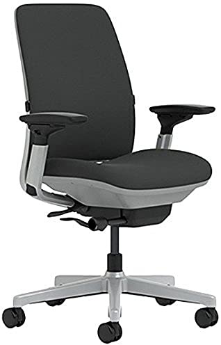 Steelcase Amia Chair with Platinum Base & Hard Floor Casters, Licorice