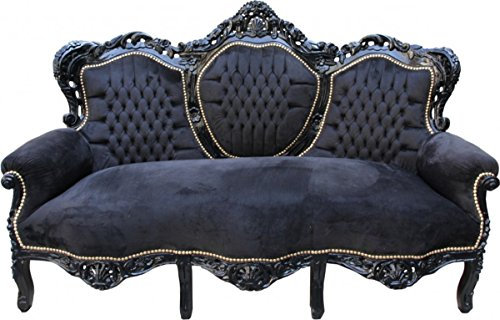 Casa Padrino Barock Sofa King Schwarz/Schwarz - Wohnzimmer Couch