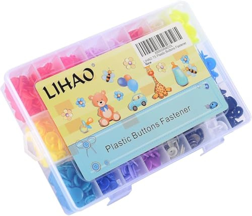 LIHAO Bouton Pressions, 360pcs 24 Couleurs Pressions Plastiques T5 12mm, avec Rangement de Boîte