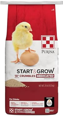 Purina Start & Grow | Nutritionally Complete Medicated Chick Feed Crumbles | 25 Pound (25 lb.) Bag