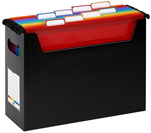 Viquel - Boîte de Classement Garnie de 8 Dossiers suspendus en Polypropylène - Easycase - Noir - format A4