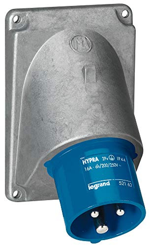 Fiche inclinée Hypra 16A - 2P+T - 200V~ à 250V~ - métal - IP44
