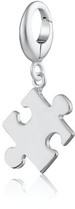 Lily Charmed Sterling Silver Jigsaw Puzzle Piece Charm with universal clasp for Women. Designed in the UK