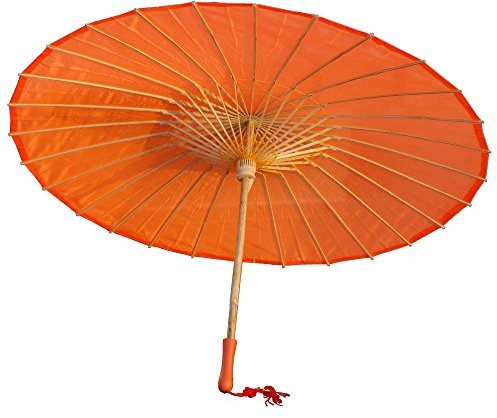 AEAOA Plain Bamboo Parasol Umbrella, Orange, 33 Inch Diameter