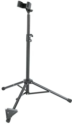 K&M König & Meyer Bass Clarinet Stand 15060.011.55 Pre-Assembled Stable Secure Stand | Adjustable Support Arms w/Tilt & Width | Endpin V Base Holder | Folds Compact For Travel | German Made | Black