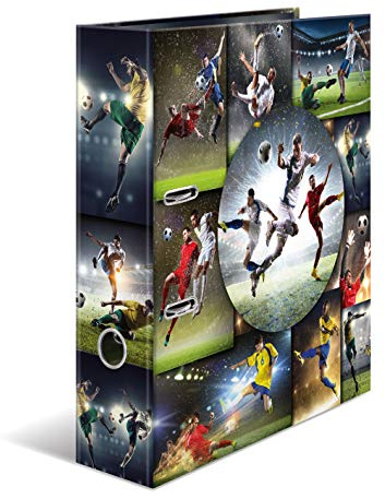 HERMA 19185 Mapp DIN A4 Sport Fotboll, Set om 10, 7 cm bred, stabil låda, yttre och inre tryck i högkvalitativ design, ringmapp, mapp, kontorsmapp, motivmapp