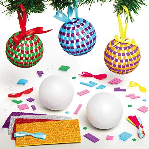 Baker Ross AX529 Kit Palline Dell’Albero Con Mosaico - Confezione Da 4, Decorazioni Per Albero Di Natale Per Attività Artistiche E Artigianali Per Bambini