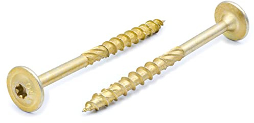 KLIMAS Träskruvar Torx tallrikshuvudsskruvar 6,0 x 90 mm 50 stycken | Tvättmaskiner skruvar terrängskruvar universalskruvar takkonstruktion set TX gul