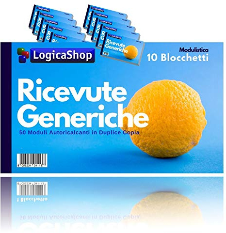 LogicaShop Bloc de recibos genéricos para pago de doble copia, para asociaciones deportivas y alquiler, 50 x 2 (10)