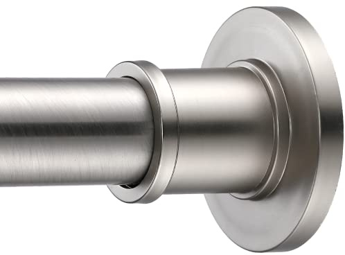 BRIOFOX Industrial Shower Curtain Rod - Rustproof Non-Slip 43-72 Inch 304 Stainless Steel Tension Curtain Rod for Window or Bathroom, Brushed Nickel