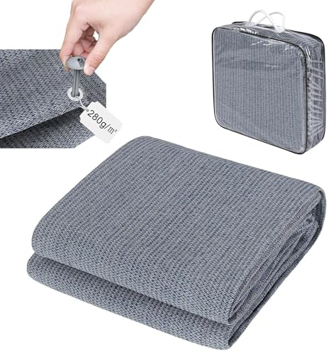 Laneetal Alfombra de Tienda de Campaña de HDPE 280 g/m2, Lona Impermeable para Acampada, Alfombras para Caravana, con 20 Clavos y Bolsillo de Transporte, Manta para Exteriores, Azul, 3x6 m