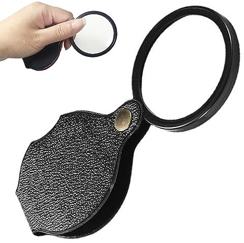 20X Pocket Magnifier,Mini Pocket Magnifier with 360 Rotating Protective Cover,Portable Handheld Magnifier Folding Pocket Magnifying Glass, for Reading, Crafts, Science Class, Hobby, Jewelry(Black)