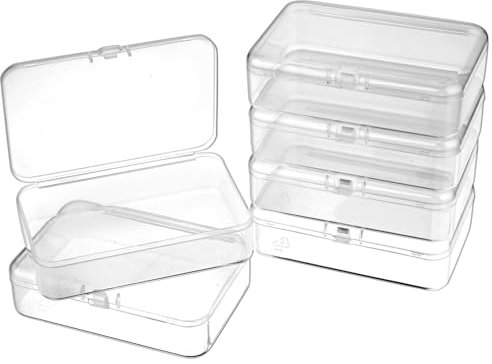 COMNICO 6 Pcs Small Plastic Storage Containers Bead Organizers with Lid Mini Portable Tackle Box Organizer Clear Craft Supply Case Crafts Accessories for Jewelry Small Items